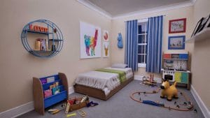 Bedroom 1 decorated for a child- Entrance view