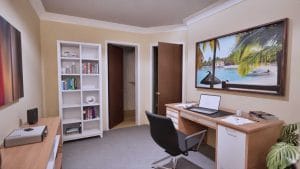 Bedroom 2 decorated for a office- far corner view