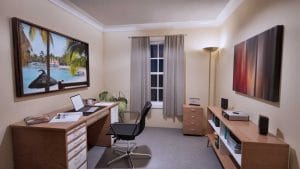 Bedroom 2 decorated for a office- inner view